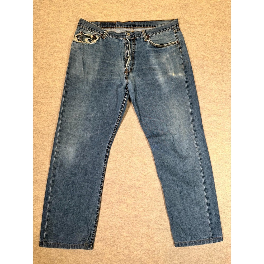 Levis 501 Original Shrink to Fit Jeans Mens 38x36 Blue Denim Straight Button Fly